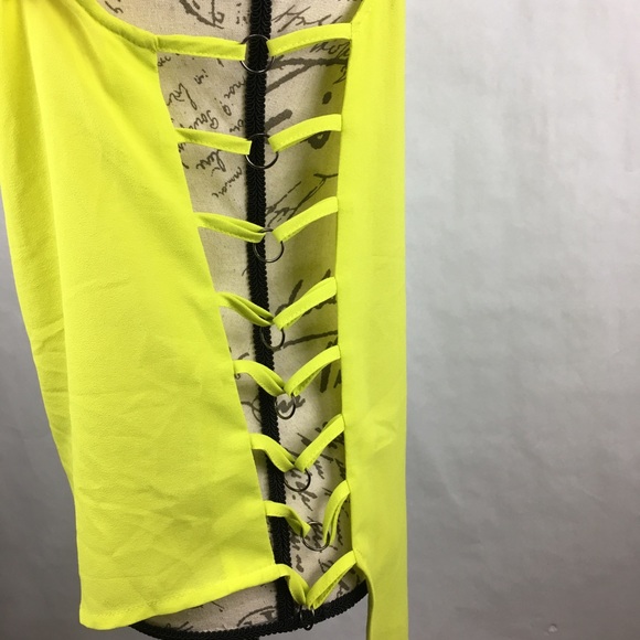 Umgee Lime Green Hi-low Side Cutout Tank Top Sz M - Picture 4 of 8